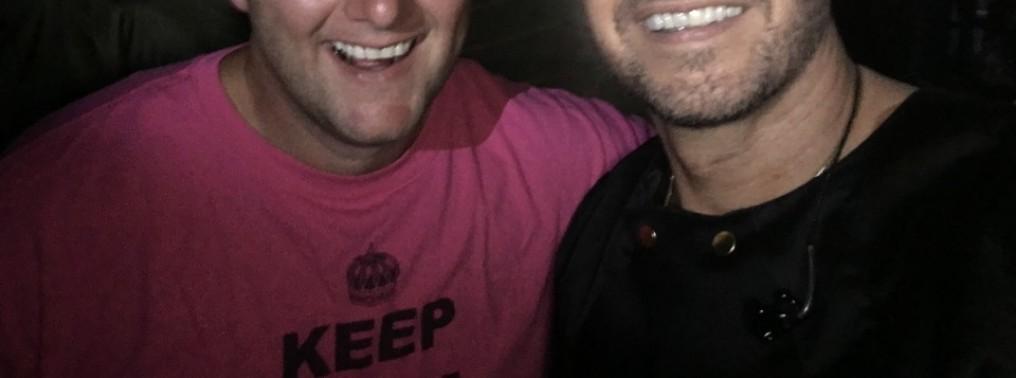 Wayne Partello backstage with Donnie Wahlberg during a New Kids on the Block show in San Diego in 2017.